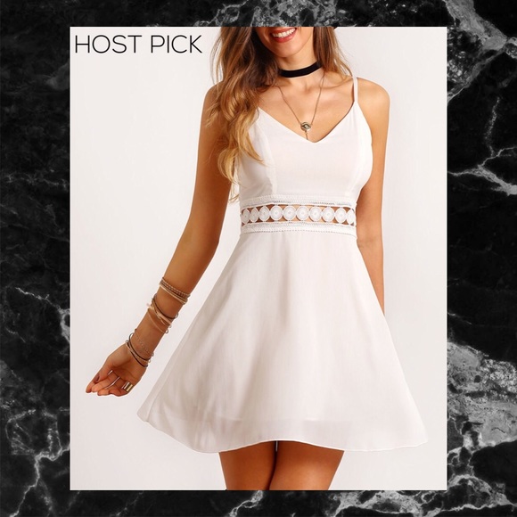 Dresses & Skirts - WHITE CAMI STRAPS LACE TRIM SLIM DRESS SZ S